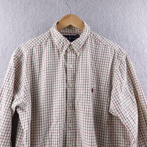 Ralph Lauren Classic Fit Plaid Button Down Shirt Men's XL Red Green Beige Check